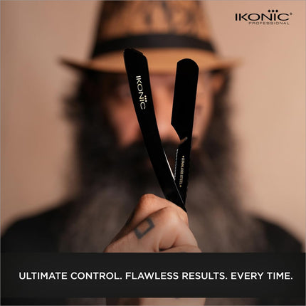 Highlight of the lightweight design of the IKONIC Pro Razor, perfect for comfortable control when using the stainless steel blade razor.