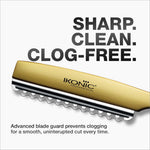 IKONIC Pro Texturizing Razor in vibrant golden color, designed for professional use, perfect for creating texture and layers in hair with a texturizing hair razor.
