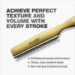 IKONIC Pro Texturizing Razor displayed in a salon environment, highlighting its lightweight and ergonomic features, perfect for creating detailed hairstyles using a texturizing hair razor.