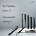 Ikonic Professional Pro Comb Set displayed in action, emphasizing versatility and efficiency as a professional comb set for all hair types.