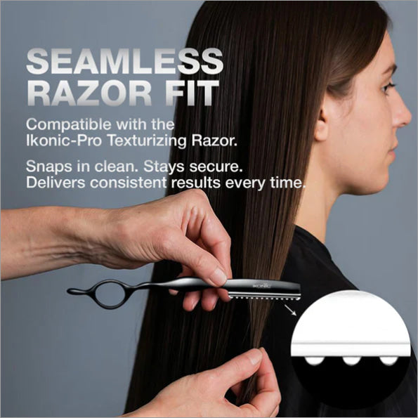 Pack of Ikonic Professional Pro Texturizing Razor Blades - Sharp professional razor blades designed for consistent texturizing.