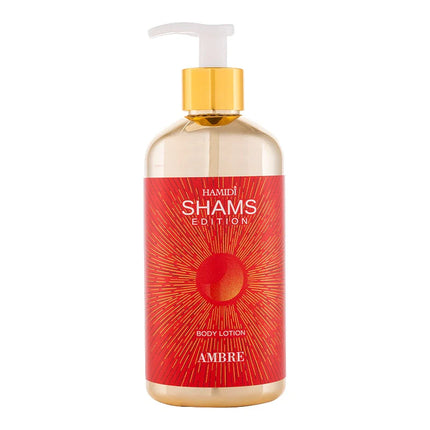 SHAMS EDITION AMBRE BODY LOTION 500ML, the perfect body lotion for glowing skin, crafted to hydrate and nourish, leaving your skin soft and radiant.