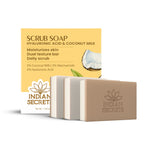 Indian Secrets Scrub Soap Hyaluronic Acid and Coconut Milk Pack of 3
