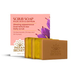 Indian Secrets Scrub Soap Kojic Acid and Saffron Pack of 3