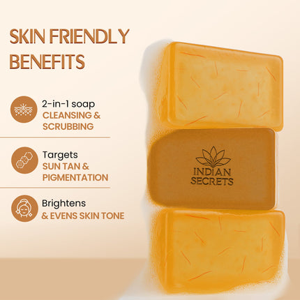 Indian Secrets Kojic Acid and Saffron Scrub Soap benefits