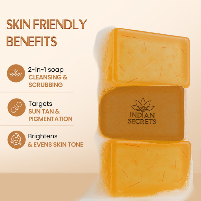 Indian Secrets Kojic Acid and Saffron Scrub Soap benefits
