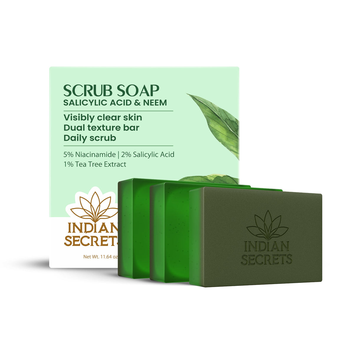 Indian Secrets Scrub Soap Salicylic Acid and Neem Pack of 3