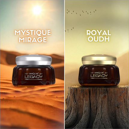 Aromatic bottle of Involve Your Senses Legacy 50g long lasting car perfume, enhancing your vehicle's ambiance.