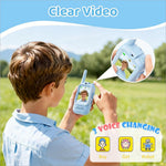 Light blue plastic jk200 interactive video walkie talkie with 2.0 inch screen for children 150-500m range communication