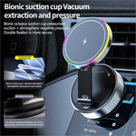 K3 rotating magnetic car phone holder wireless charging stand with sleek metallic finish and rgb light ring