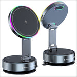 K3 rotating magnetic car phone holder wireless charging stand with circular rgb led ring and adjustable magnetic hinge