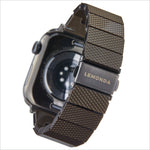 Dark brown carbon fiber patterned lemonda plantfiber strap metal watch band for apple watch ultra with lemonda engraved clasp