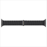 Black woven mesh lemonda plantfiber strap for apple watch ultra with sleek design and lenoha engraved clasp