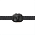 Black lemonda plantfiber strap with mesh band and matching square sunburst dial for apple watch ultra case