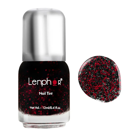 Lenphor Glitter Nail tint 12 ml - Red Night - NAIL PAINT
