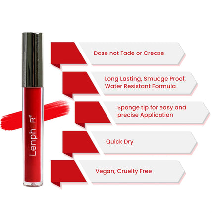 User applying Lenphor Liquid Sindoor expertly with the sponge tip for flawless results.