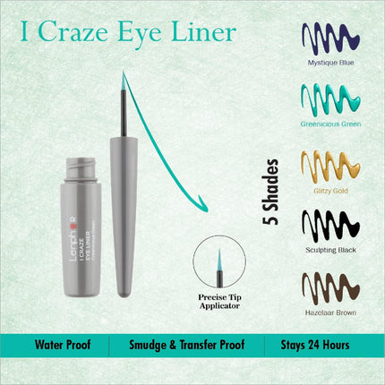 Lenphor I Craze Liquid Eyeliner Pen showcasing its ergonomic design, perfect for creating precise lines with waterproof liquid eyeliner.
