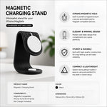 Black ribbed desk charging stand with magnetic 2-in-1 design for iphone magsafe and apple watch cable organizer