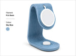Sky blue pla basic charging stand with ribbed curved design and circular pad for apple watch desk dock use