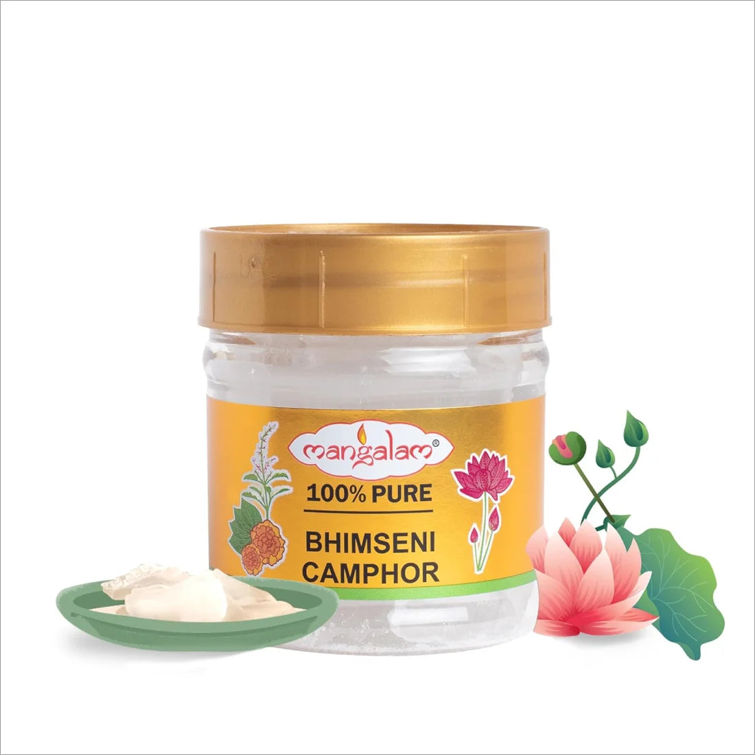 MANGALAM Bhimseni Camphor Jar - 50 GM - BHIMSENI CAMPHOR