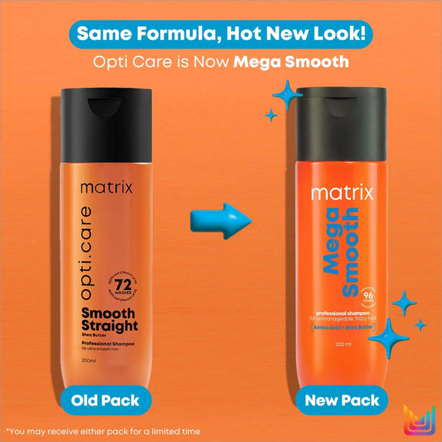 Matrix MATRIX Mega Smooth Shampoo - Professional Smooth Hair Treatment for Frizzy Hair, ideal for 1 Lakh Hairstylists.