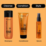 Shea Butter-based MATRIX Opti.Care Smooth Straight Professional Hair Serum for all hair types.