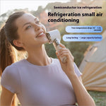 White and silver mf119 handheld fan with retractable cable adjustable 100 speeds usb rechargeable portable cooling fan