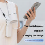 White mf119 handheld fan with retractable cable adjustable design and usb rechargeable portable cooling feature