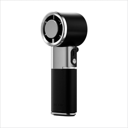 Black and silver mf119 handheld fan with retractable cable adjustable speeds usb rechargeable portable cooling fan