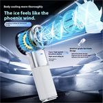 White mf119 handheld fan with retractable cable adjustable 100 speeds and visible brushless motor in sleek silver accent
