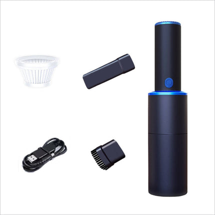 Mini vacuum cleaner portable strong suction black handheld vacuum cleaner with blue accents for home office car cleaning