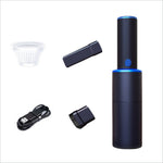 Mini vacuum cleaner portable strong suction black handheld vacuum cleaner with blue accents for home office car cleaning