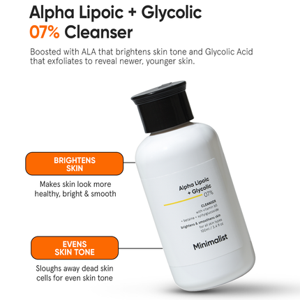 Minimalist Alpha Lipoic + Glycolic 7% Cleanser 100ml – benefits