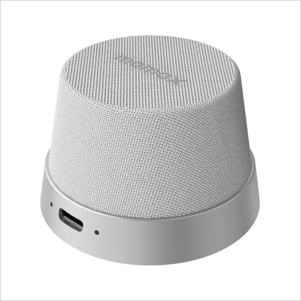White mesh textured bs6 magnetic wireless speaker with usb-c port portable for home and outdoor use