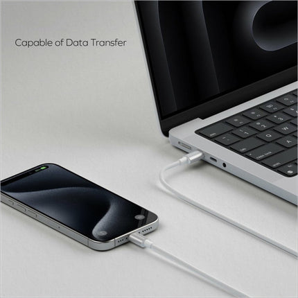 White momax elite 1.5m nylon braided usb c to lightning fast charging wire for 60w fast charging between smartphone and laptop
