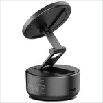Black MOMAX KH20 electric magnetic phone stand with adjustable arm circular base and 360° rotation phone stand auto
