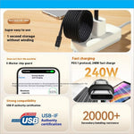 Black braided usb c charging cable momax mag.link 2m 240w fast charge for laptop phone tablet skincare devices
