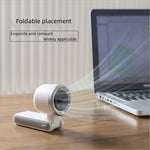White and silver n607 portable rechargeable cooling fan with foldable design and 5 wind speeds for easy desk placement