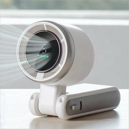 N607 portable rechargeable white and silver desktop fan with circular grille and sleek modern design for cooling