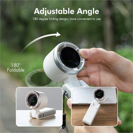 White and silver adjustable-angle webcam with 180-degree folding design for n607 portable rechargeable cooling fan use
