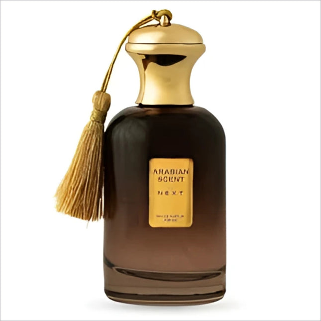 Dark amber glass arabian scent perfume bottle with gold cap and tassel for skin care fragrance use