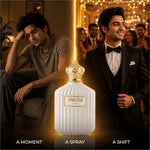 Next white oud eau de perfume bottle with ribbed white glass body and gold crown cap for skin care and perfume use