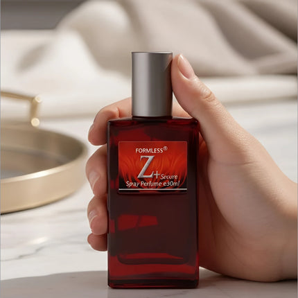 A sleek rectangular deep red glass bottle of Next Z+ eau de perfume with silver cap for korean skin care and perfume use