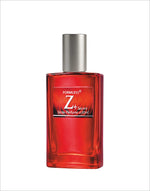 A vibrant red glass perfume bottle with silver cap labeled formless z plus secure spray 30ml in next z plus eau de perfume for korean skin care