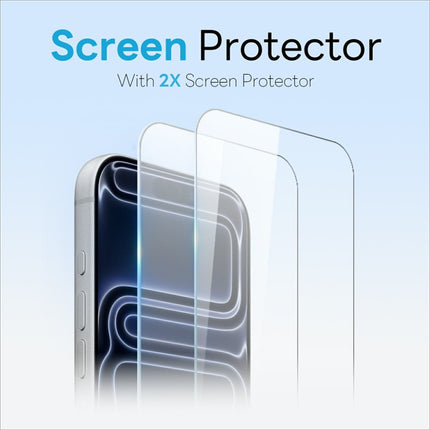Clear tempered glass screen protector layered on silver-edged iphone 17 pro with camera lens protectors in northjo 5 in 1 set