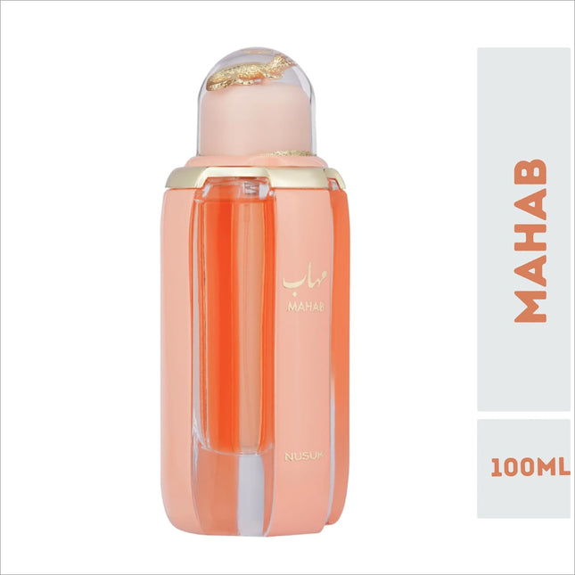 Luxury gift perfume NUSUK Mahab Eau De Parfum showcasing its elegant bottle and long-lasting fragrance.