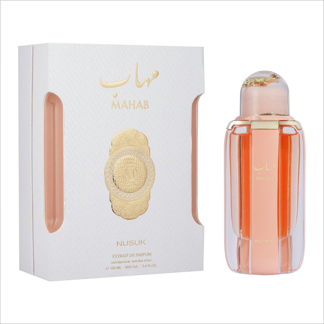 NUSUK Mahab Perfume for Men & Women - 100ml, a luxury gift perfume featuring vibrant red fruits and musk notes.