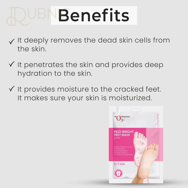 O3+ Pedi Bright Foot Socks Cream Mask - foot mask