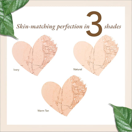 Swatch of Organic Harvest Soft Matte Compact in Warm Tan shade, ideal organic face compact enriched with nourishing ingredients for a healthy glow.