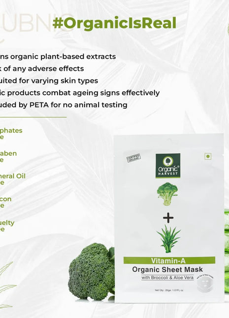 Organic Harvest Vitamin A Face Sheet Mask 20gm - SHEET MASK